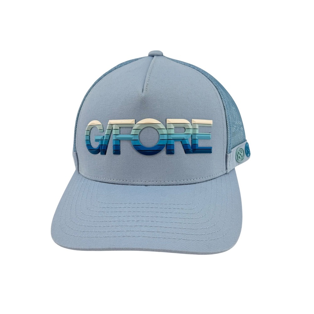 NEW G/FORE Baja Blue 3D Ombre Trucker Hat Mens Cotton Mesh Snapback Golf Cap
